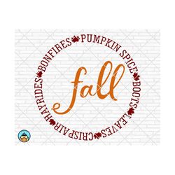 fall things circle svg, autumn svg, fall svg, pumpkin svg, halloween svg, thanksgiving svg, autumn designs cut files, cricut, silhouette png