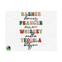 dasher dancer prancer vixen svg, funny christmas svg, christmas sign svg, dasher dancer cut files, cricut, silhouette, png, svg, eps, dxf