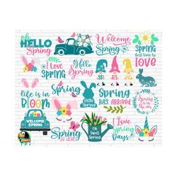 spring svg bundle, spring svg, easter svg, spring design for shirts, spring quotes, spring cut files, cricut, silhouette, png