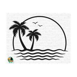 palm trees svg, tropical palm svg, summer svg, beach svg, vacation svg, ocean svg, cut files, cricut, silhouette, png, svg, eps, dxf