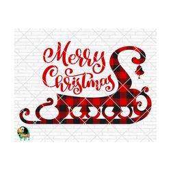 santa's sleigh svg, merry christmas svg, buffalo plaid svg, winter svg, christmas png, christmas decor svg, cut file, cricut, silhouette