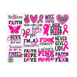 breast cancer svg bundle, breast cancer svg, cancer awareness svg, cancer survivor svg, fight cancer svg, cut files, cricut, silhouette