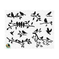 birds on branches svg, birds svg, bird on tree svg, flock of birds svg, tree branch svg, swallows on branch svg, cut files, cricut, png, svg
