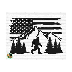 bigfoot svg, bigfoot mountain flag svg, yeti svg, sasquatch svg, walking yeti svg, bigfoot usa flag svg, cut files, cricut, png, svg