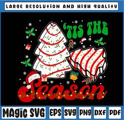 little tis'-the-season christmas tree cakes deb-bie groovy png, retro stay groovy png christmas cake png sublimation tra