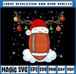 football ball san-ta hat reindeer christmas lights ornaments png, football christmas with hat and horny png,sublimation