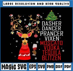 dasher dancer prancer vixen moscato vodka tequila blitzen png, alcohol dasher dancer dog funny png, digital download chr