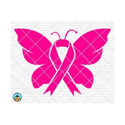 butterfly cancer ribbon svg, breast cancer svg, cancer awareness svg, cancer survivor svg, fight cancer svg, cricut, silhouette, png