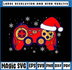 video game controller christmas san-ta hat gamer boys png, merry christmas gamer life ornament png, xmas video game cont