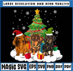 funny dachshund ugly christmas weiner dog lovers png, christmas dachshund png, dog lovers with tree png