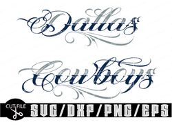 dallas cowboys script writing-layered digital downloads for cricut, silhouette etc.. svg| eps| dxf| png| files