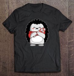 cute hedgehog with candy cane christmas gift tshirt