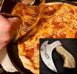 christmas gift handmade pizza axe, pizza slicer hand forged viking pizza cutter, viking bearded