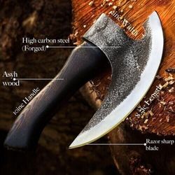 "custom handmade carbon steel hunting viking tactical tomahawk pizza cutter axe"