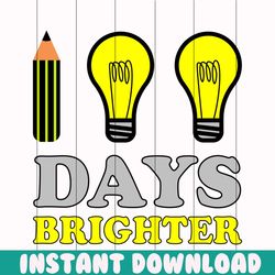 100 days brighter png, 100 days of school png, back to school png, school 100th day png