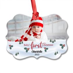 personalized aluminum ornament baby's boy first christmas tree