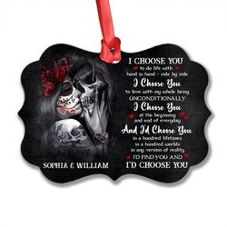 personalized aluminum skull couple ornament sugar skull