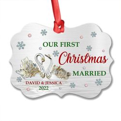 personalized aluminum swan jewelry style ornament first married