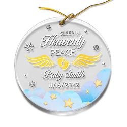 personalized angel wing baby sleep in heaven ornament