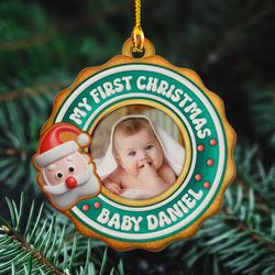 personalized baby 1st christmas wood ornament happy first christmas