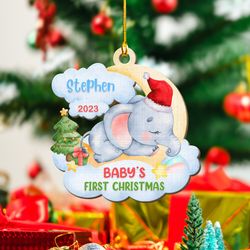 personalized baby 1st christmas wood ornament made with love