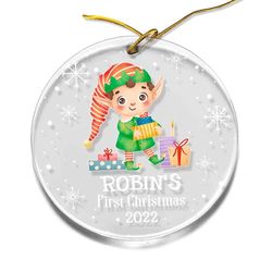 personalized baby boy first christmas ornament gnome xmas