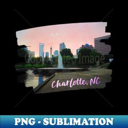 cool photography of charlotte north carolina skyline blue sky sunset usa city break - digital sublimation download file - unleash your inner rebellion