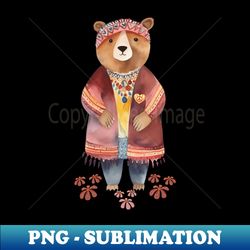 boho bear the original free-spirit fur ball - decorative sublimation png file - unleash your inner rebellion