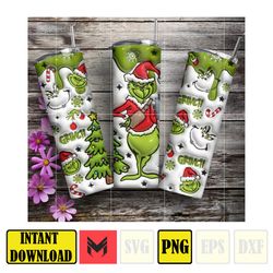 3d inflated christmas 20 oz skinny tumbler png, santa claus png, christmas 20oz tumbler wrap, christmas movies png