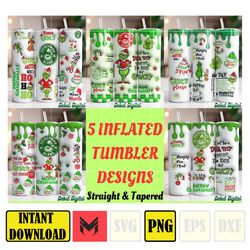 5 bundle inflated christmas tumbler, retro merry christmas, 3d inflated tumbler, funny christmas, 3d tumbler wrap, 20oz