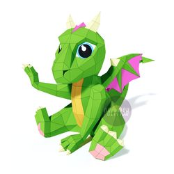 diy baby dragon 3d model template papercraft pdf