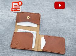 tri-fold card wallet template, diy card holder pattern, leather working pdf, minimalist business card holder