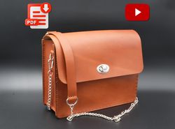 leather shoulder bag template, leather bag pattern, bag tutorial, leather bag a4 pdf, shoulder bag pattern, video link