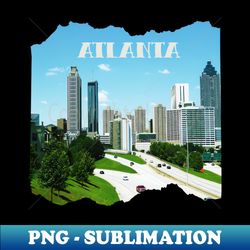 cool photography of atlanta georgia skyline blue sky usa city break - artistic sublimation digital file - perfect for sublimation mastery