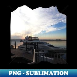 sunset by the ocean city in usa photography design boat - elegant sublimation png download - perfect for sublimation art