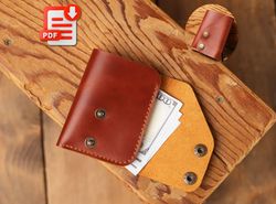 minimalist snap wallet pattern, minimalist leather pattern, wallet card holder pdf, leather template, slim wallet patter