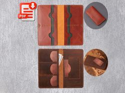 set of 2 leather long wallet template, phone wallet pattern, snap wallet pattern, leathercraft patterns bundle