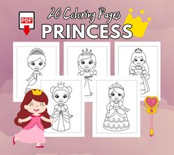 princess coloring pages for kids | princess coloring sheets for girls | variety of printable princess - instant digital