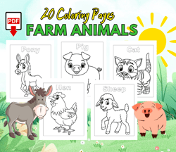 farm animals coloring pages for kids | farm activity sheet - instant digital download