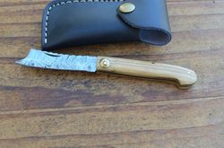 damascus custom made beautiful folding knife from the eagle collection