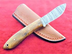 custom hand forged damascus steel fixed blade hunting camping skinner edc knife