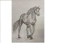 machine embroidery design horse in blackwork technique