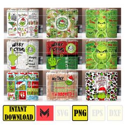 the grinch christmas tumbler wrap bundle, grinch christmas designs, 20oz skinny tumbler wrap, png sublimation digital