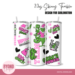 team grinch christmas, 20 oz skinny straight tumbler sublimation design wrap, 300dpi png, instant download