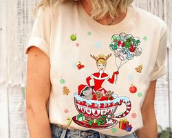 disney cinderella group christmas balloon coffee cup christmas lights shirt, disneyland christmas tee,disneyland party 2