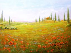 tuscany painting original oil painting on canvas, italy painting original oil art by "walperion paintings"