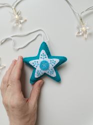 christmas ornaments, set of 2  christmas tree ornaments, christmas tree decorations, felt ornaments, star ornaments