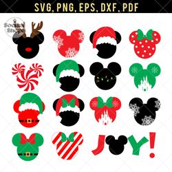 christmas mouse, mickey head collect svg, compatible with cricut and cutting machine