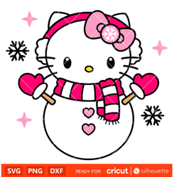 hello kitty cute snowman svg christmas svg sanrio christmas svg kawaii svg cricut silhouette vector cut file