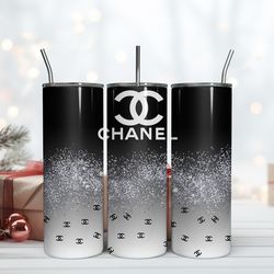 chanel 20oz skinny tumbler luxury, fashion designer gift tumbler, fashion girl travel tumbler, fashion women tumbler, fa